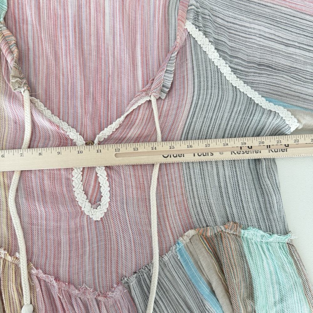 Free People In The Moment Dress Medium Patchwork Tiered Western Boho Angie Smith - Picture 11 of 12